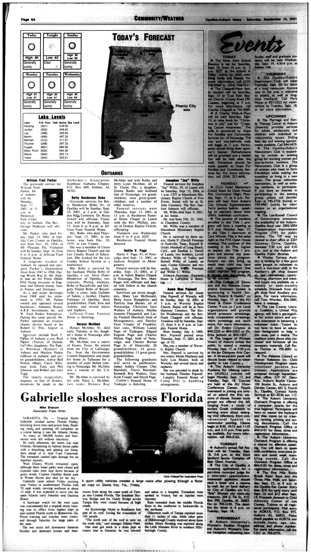 Saturday, Sept. 15, 2001
